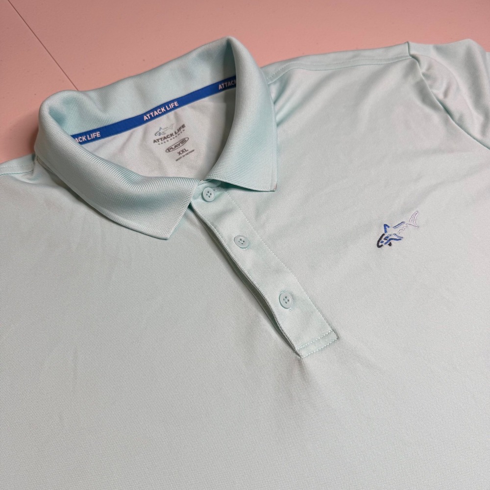 Greg Norman Attack Life Mens XXL Mint Green PlayDry Performance Golf Polo Shirt